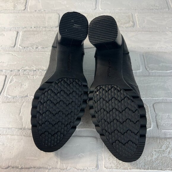 Hush Puppies Pumps Heels Womens 8 Black Pebbled Leather Chunky Stacked Block - Picture 11 of 12